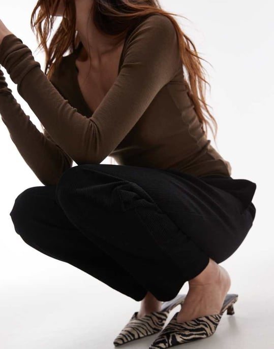 Topshop cord peg trouser in black - Image 4