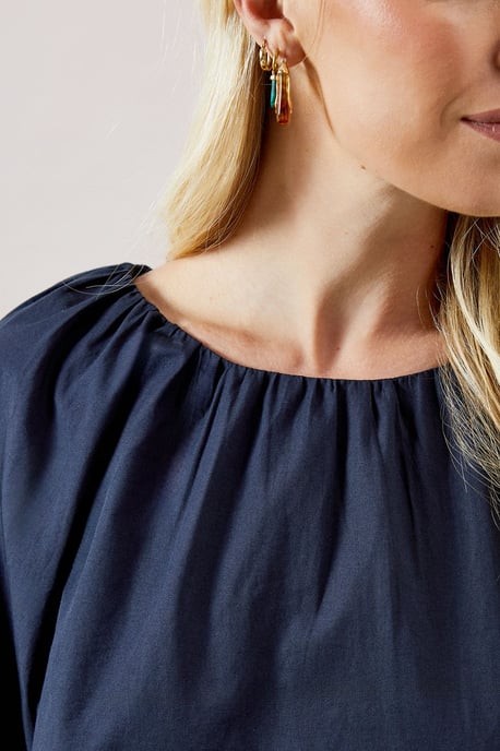 Petite Puff Sleeve Cotton Poplin Top - Image 4