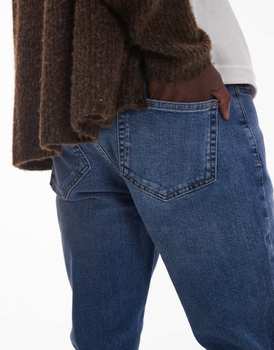 Topman stretch skinny jeans in mid wash blue - Image 4