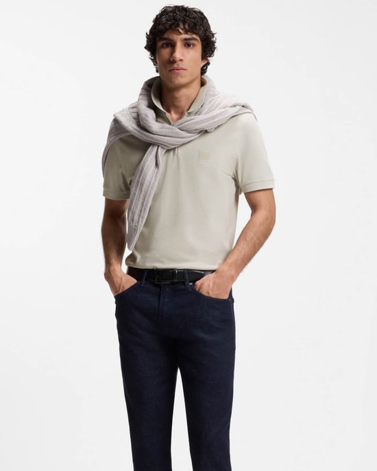 Passerzip Zip Placket Polo Shirt in Light Grey - Image 3