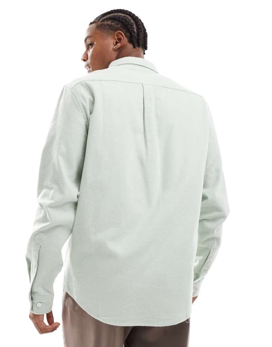 ASOS DESIGN brushed oxford regular shirt in sage green - Image 4