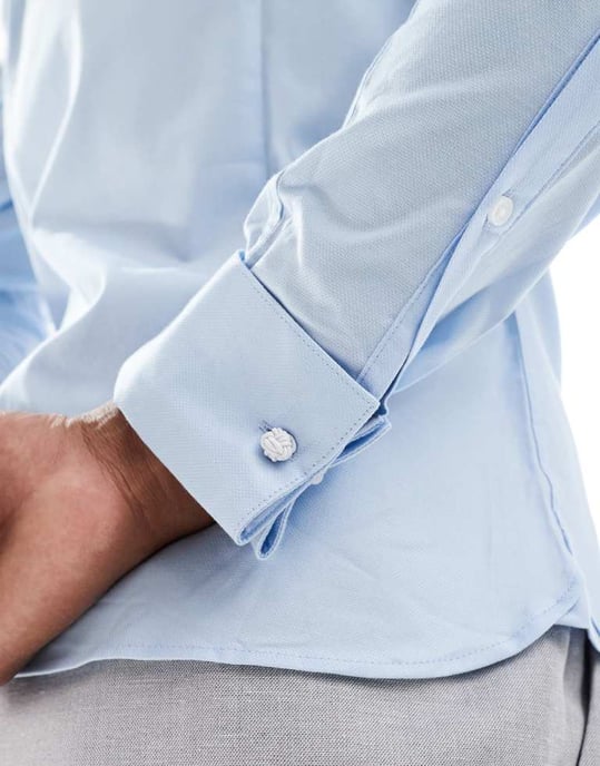 ASOS DESIGN skinny royal oxford shirt in blue - Image 2
