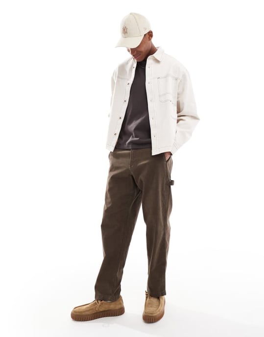ASOS DESIGN boxy oversized denim shirt in ecru - Image 2