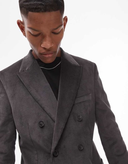 Topman skinny cord suit jacket in charcoal - Image 4