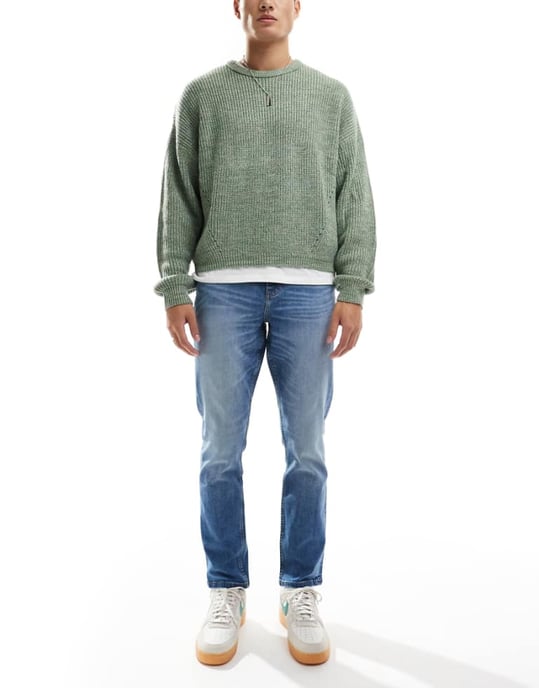 ASOS DESIGN stretch slim jeans in mid wash blue - Image 1