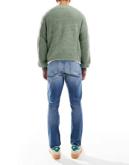 ASOS DESIGN stretch slim jeans in mid wash blue - Image 3