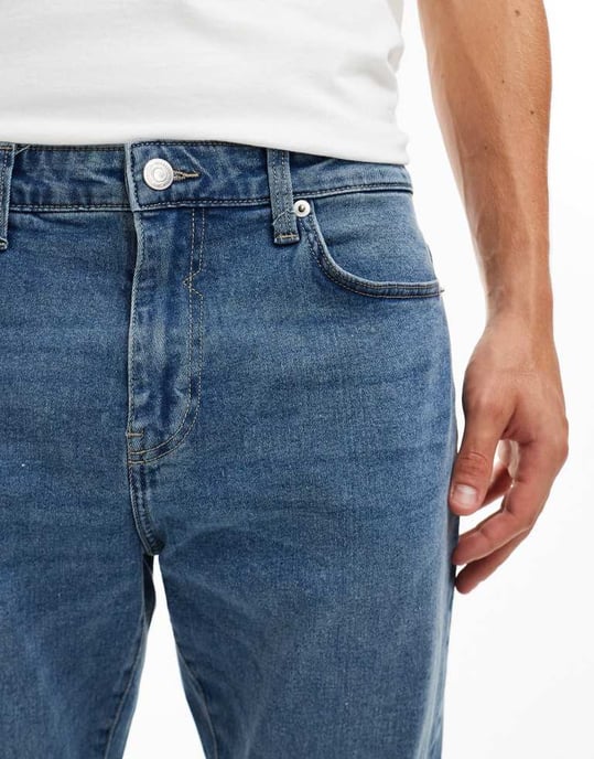 ONLY & SONS slim tapered fit jeans in mid blue wash - Image 2