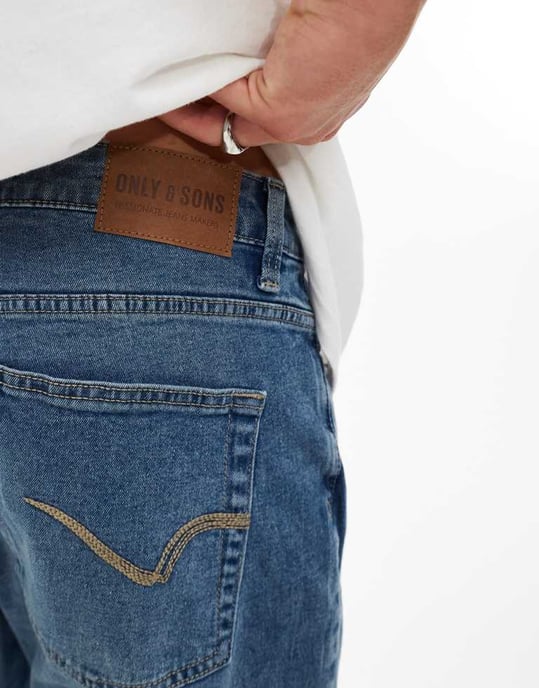 ONLY & SONS slim tapered fit jeans in mid blue wash - Image 4