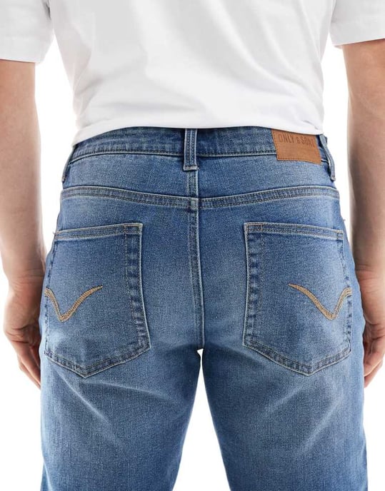 ONLY & SONS slim jeans in mid blue wash - Image 4