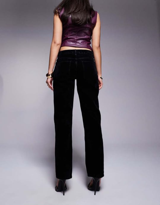 ASOS DESIGN flocked low rise slim jean in black - Image 3