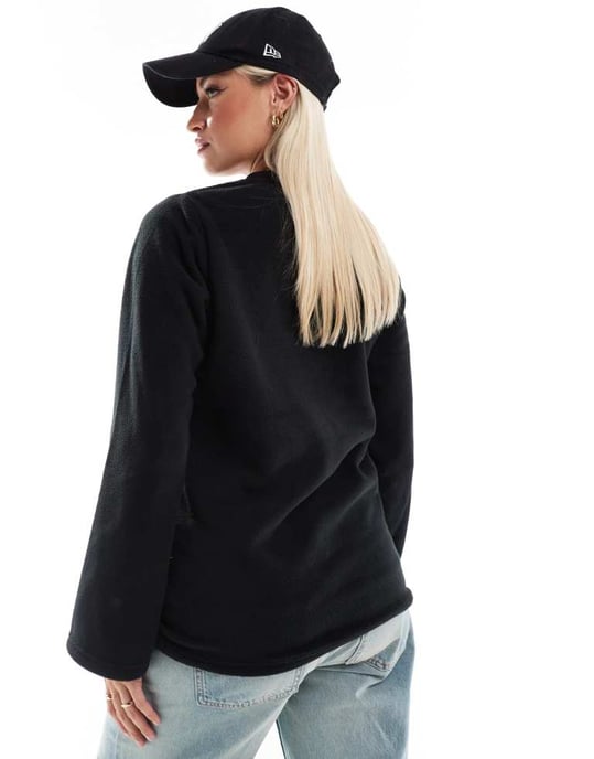 Mamalicious Maternity zip front fleece with wide sleeves in black - Image 2