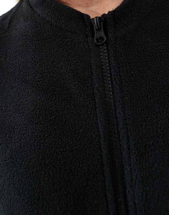 Mamalicious Maternity zip front fleece with wide sleeves in black - Image 3
