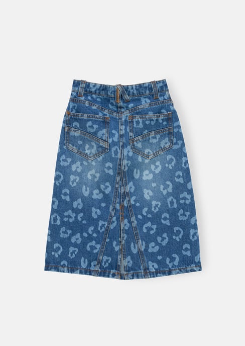 Kendal Leopard Denim Midi Skirt - Image 4