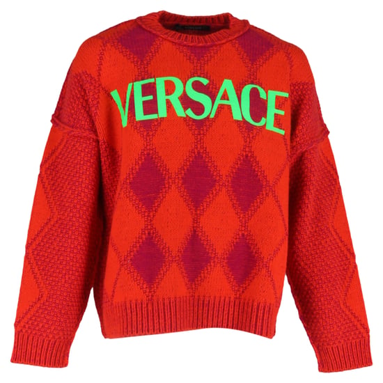 Versace-logotyp Argyle-tröja i röd ull - Image 1