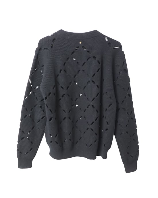 Versace Laser Cutout Sweater in Black Wool - Image 2
