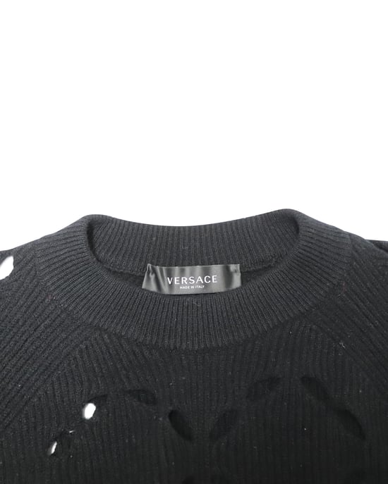 Versace Laser Cutout Sweater in Black Wool - Image 3