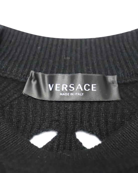 Versace Laser Cutout Sweater in Black Wool - Image 4