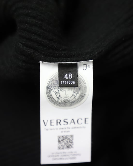 Versace Laser Cutout Sweater in Black Wool - Image 5