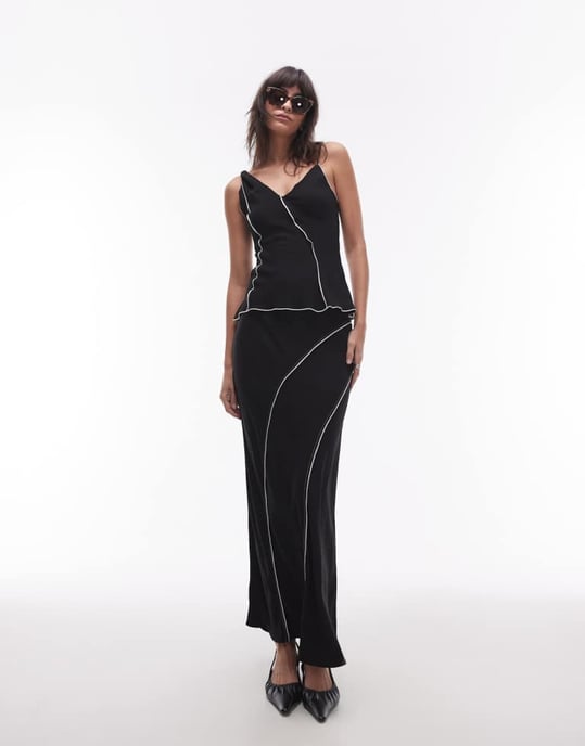 Topshop co-ord twist strap raw edge cami in black - Image 2