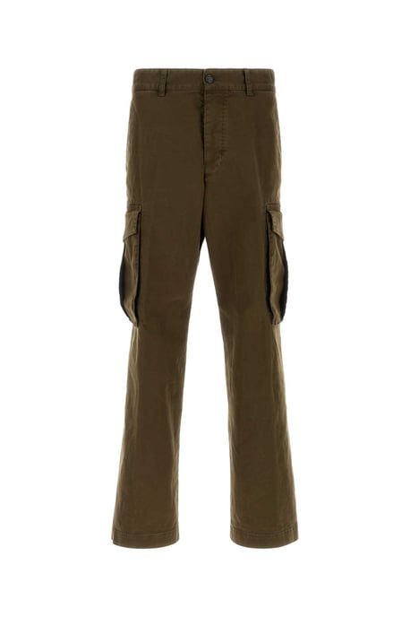 Olive Green Stretch Cotton Loose Cargo Pant - Image 1