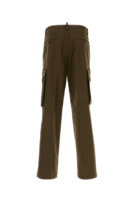 Olive Green Stretch Cotton Loose Cargo Pant - Image 2