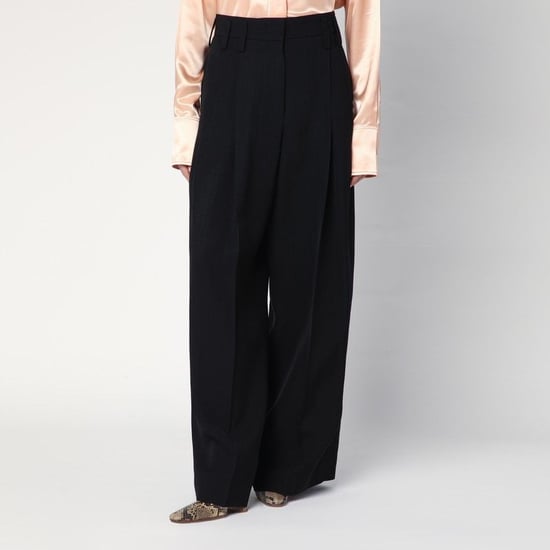Brede Zwarte Broek In Zijde Blend - Image 1