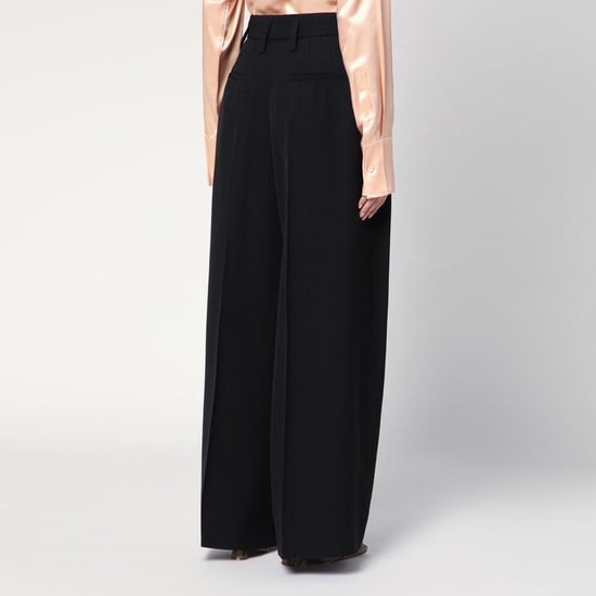 Brede Zwarte Broek In Zijde Blend - Image 2