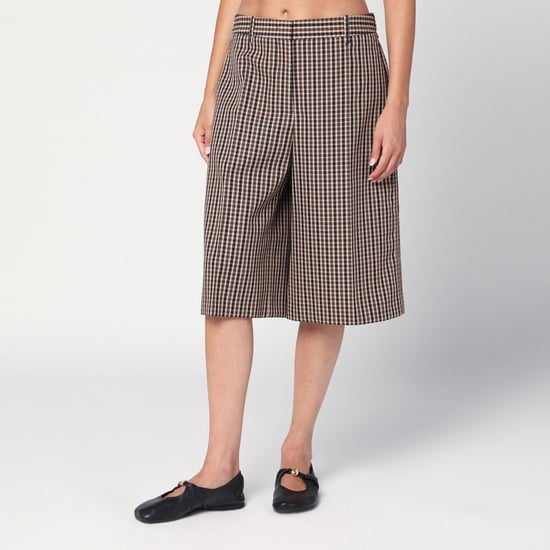 Bruine Geruite Wol Bermuda Shorts - Image 1
