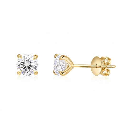1.00ct, 9k Yellow Gold Lab Grown Diamond Stud Earrings - Image 1