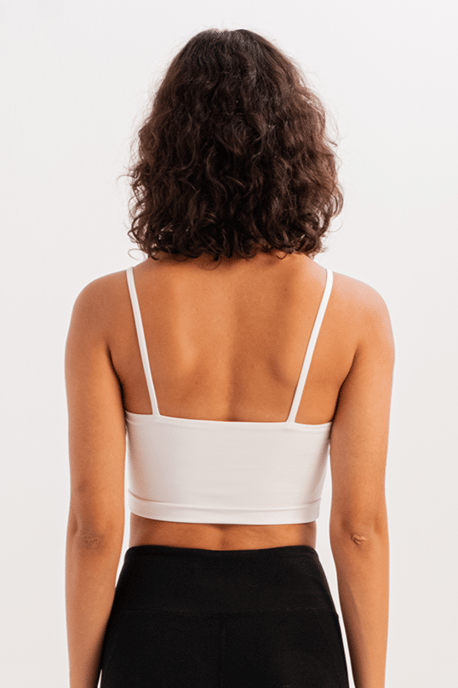 Thin Strap Light Support Removable Padded Bra White Women's Sports Bra - Spica - Image 2