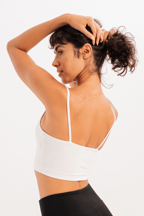 Thin Strap Light Support Removable Padded Bra White Women's Sports Bra - Spica - Image 3