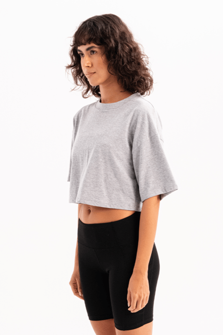 JUSTEVER 100% bomull kort rund hals grå dam-T-shirt - Maia - Image 5