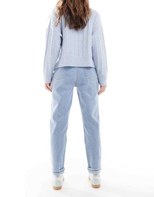 Hollister ultra high rise mom jean in clean blue wash - Image 2