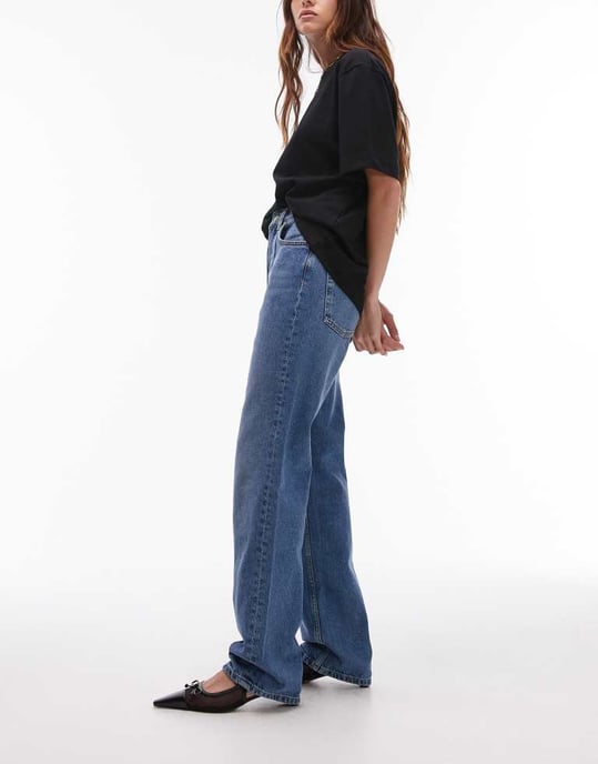 Topshop Kort high rise straight jean in vintage blue - Image 2