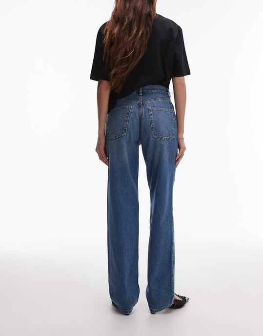 Topshop Kort high rise straight jean in vintage blue - Image 3
