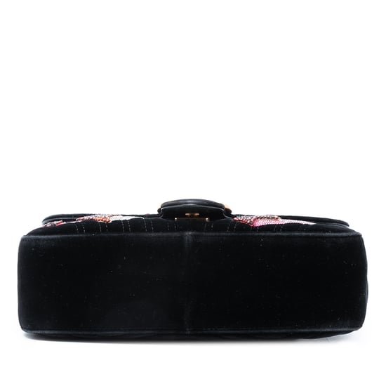 Verpreide Medium Gg Marmont Matelasse Velvet Pailletten Versierde Schoudertas - Image 3