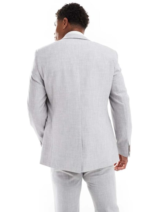 ASOS DESIGN new skinny suit jacket in grey crosshatch texture - Image 2