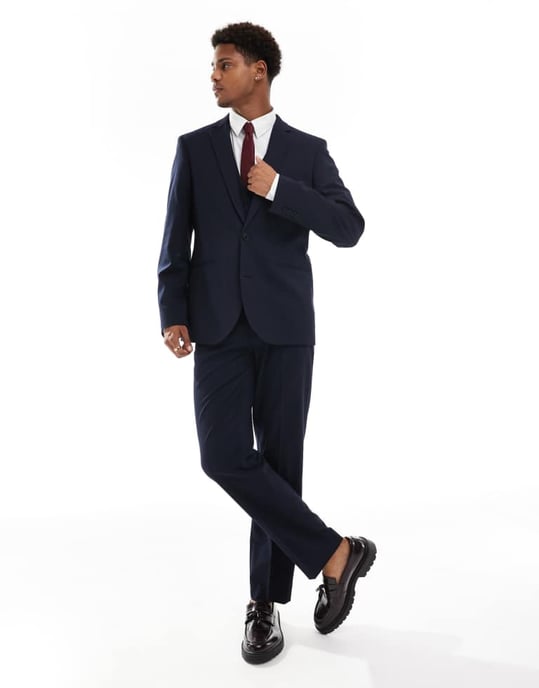 ASOS DESIGN slim suit jacket in navy - Image 4