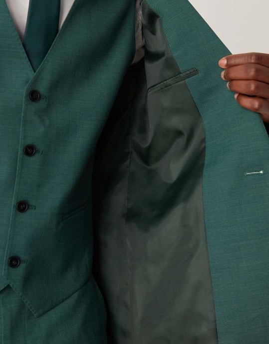 ASOS DESIGN slim suit jacket in green crosshatch - Image 3
