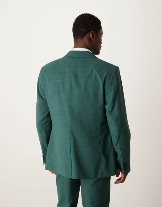 ASOS DESIGN slim suit jacket in green crosshatch - Image 4