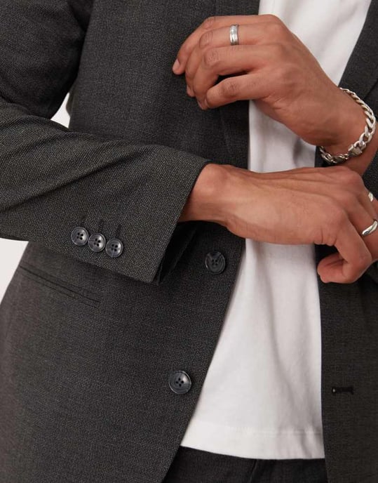 ASOS DESIGN skinny suit jacket in salt and pepper texture - Image 3