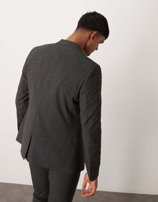 ASOS DESIGN skinny suit jacket in salt and pepper texture - Image 4