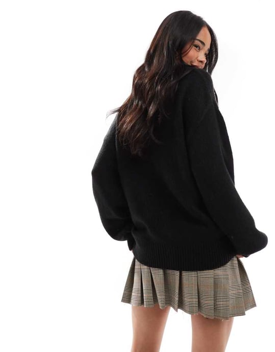 ASOS DESIGN crew neck longline cardigan in black - Image 3