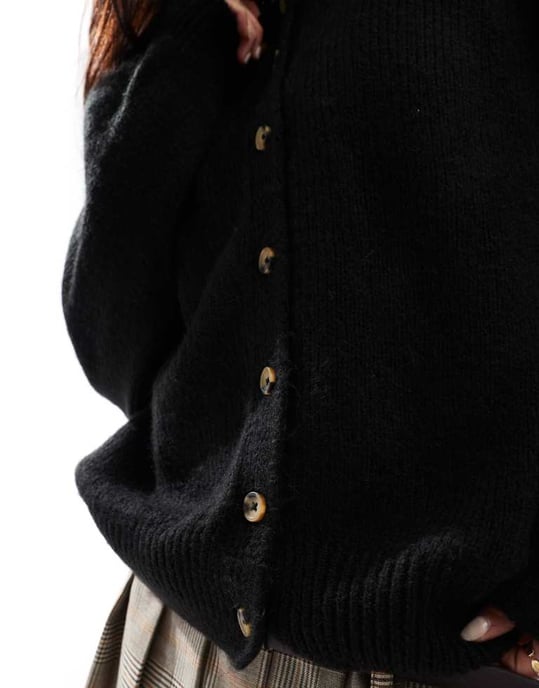 ASOS DESIGN crew neck longline cardigan in black - Image 4