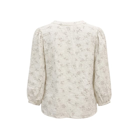 Smashed Lemon Crème blouse met fijne bloemenprint en v-hals | - Image 2