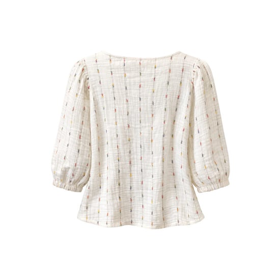 Smashed Lemon Witte blouse met subtiele multicolor details en v-hals | - Image 6