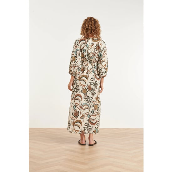 Smashed Lemon Maxi jurk met bloemenprint in beige, blauw en bruin | - Image 3