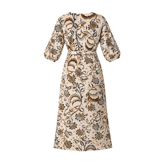 Smashed Lemon Maxi jurk met bloemenprint in beige, blauw en bruin | - Image 6