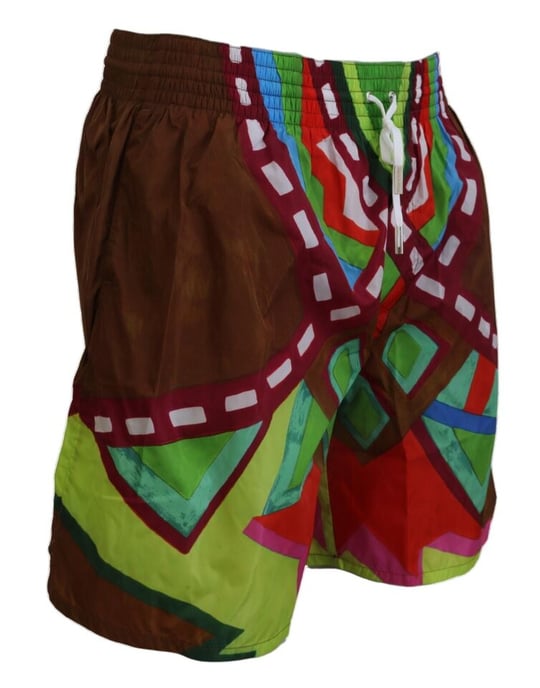 Geometric Print Swim Trunks - Image 4