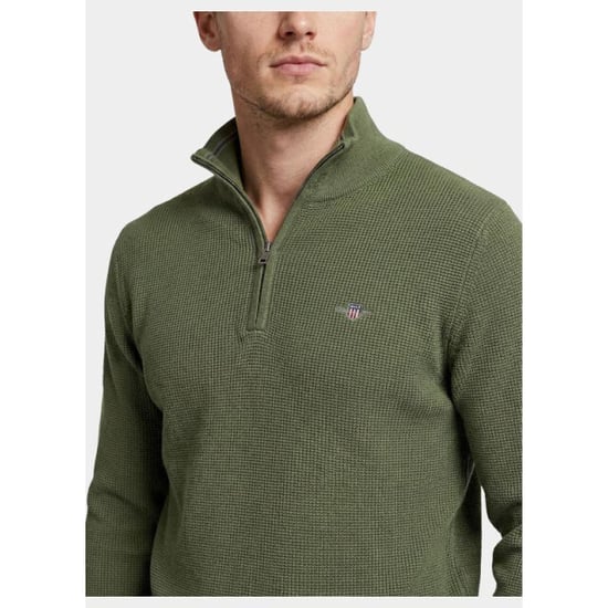 Gant Half zip katoenen textured sweater met 8030292/379 - Image 3